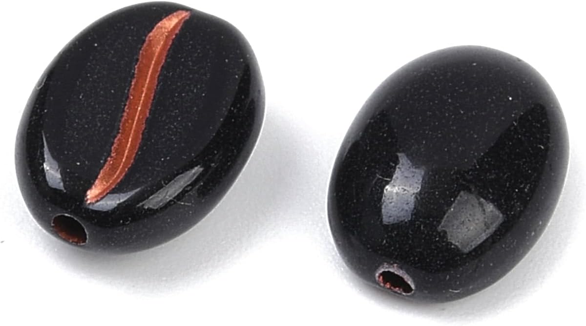 LiQunSweet 75 pcs Black Coffee Bean Theme Acrylic Beads Food Drink Coffee Loose Spacer Beads for Bracelet Earring Necklace DIY Crafts Jewelry Making - Image 2