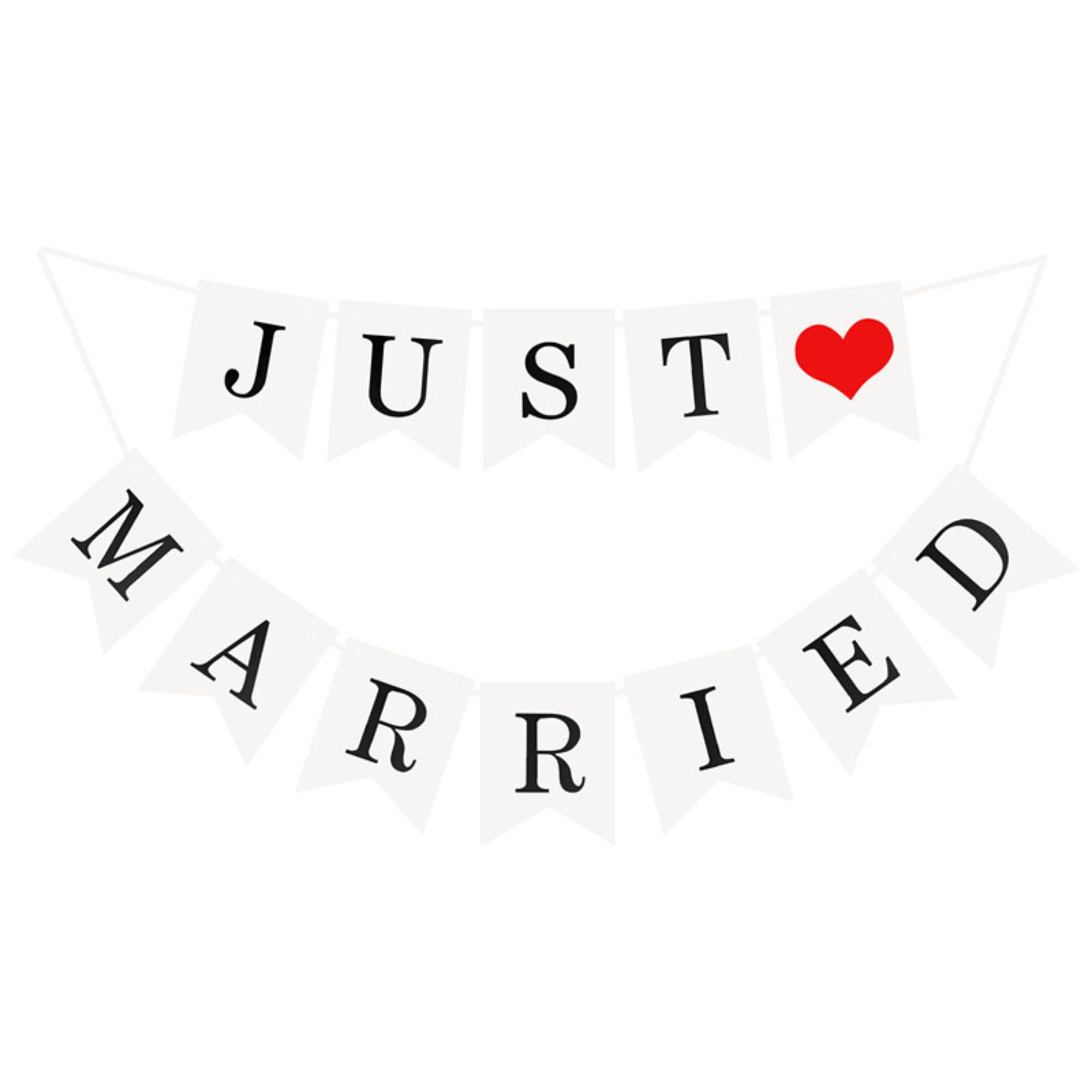 Just Married Vintage Banner Hochzeit Party Dekoration Schwarz Rot