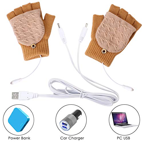 Yinuoday Unisex USB Heated Gloves Mitten for Men or Women,Winter Knitting Hand Warm
