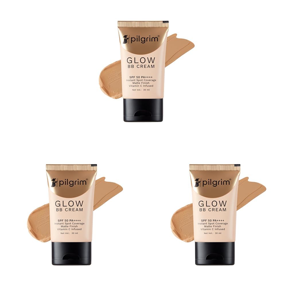 Pilgrim Honey Glow 3-In-1 Natural Bb Cream Medium Coverage For All Skin Types Spf 50 Pa++++ With Niacinamide, Hyaluronic Acid & Vit C - 30G, Pack Of 3-image-22