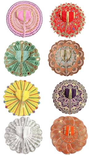 Image of Partish Laddu Gopal Dress (Pack of 8, Random Designs & Colors) l Ladoo Gopal Dress l Kanha Ji Dress (Set of 8 Poshak) Size 0 1 2 3 4 5 6 (Size 2)