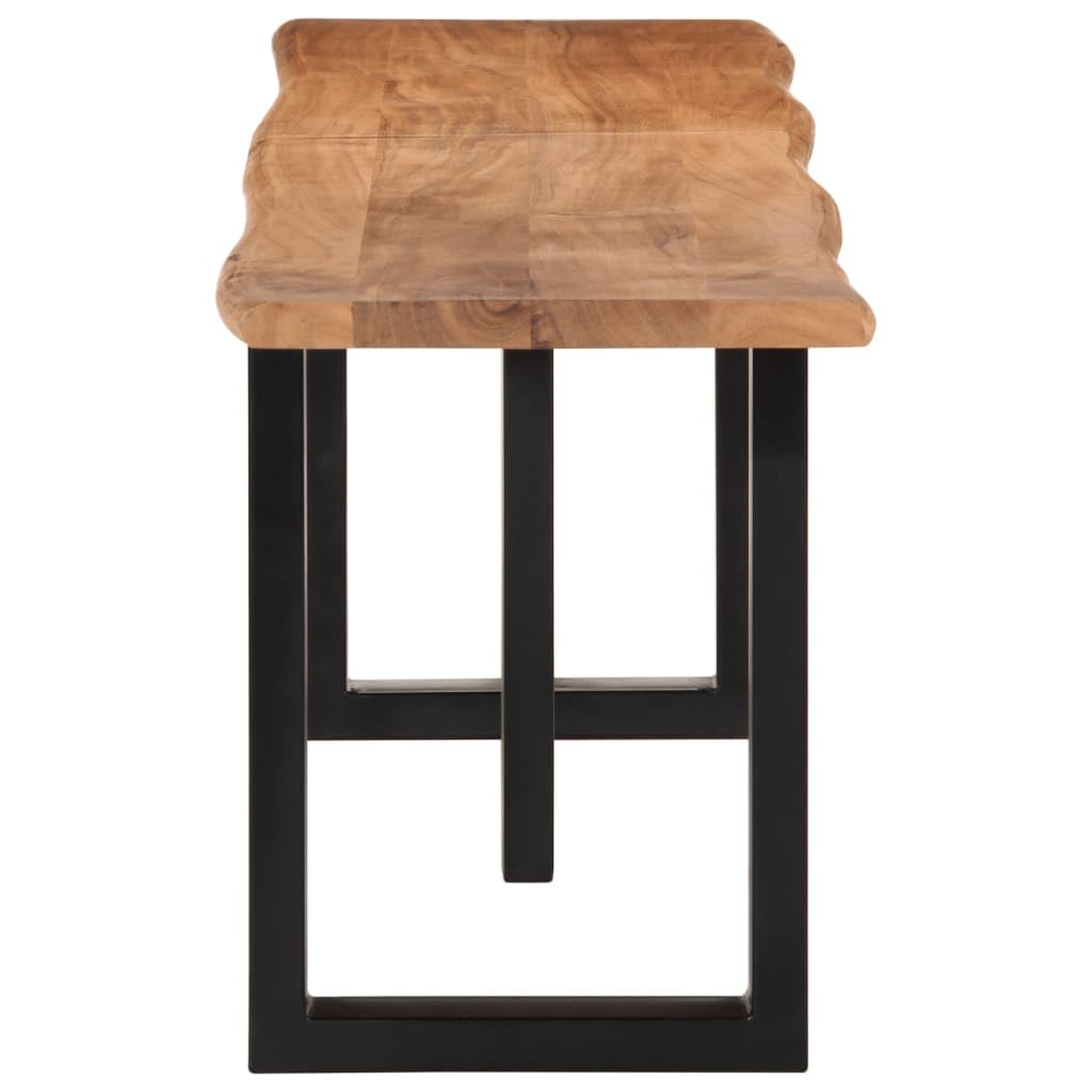 Banco de madera de acacia de 160 cm con estructura de acero para pasillo y salón, diseño estable con borde de árbol, duradero y resistente, madera sostenible, aspecto natural