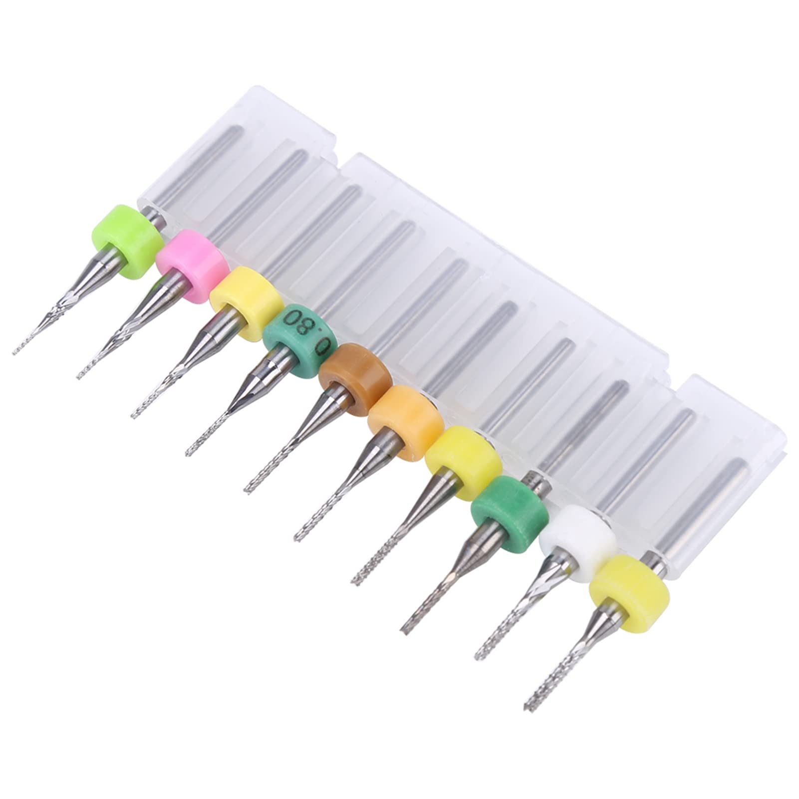 Lot de 10 fraises de coupe en carbure de tungstène PCB Fraises à queue pour découpe de circuits imprimés en carbure 0,5/0,6/0,7/0,8/0,9/1,0/1,1/1,2/1,3/1,4 mm