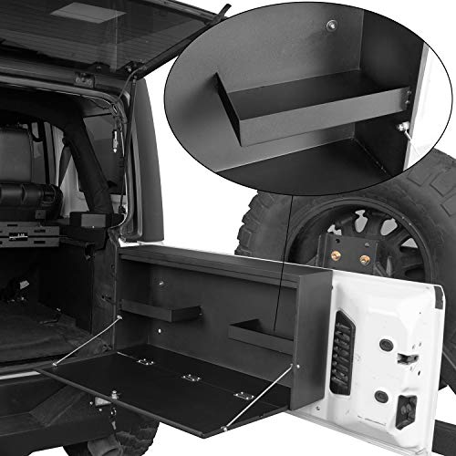 Hooke Road JK Tailgate Table Lock Box Locking Storage Compatible with Jeep Wrangler JK 15-18