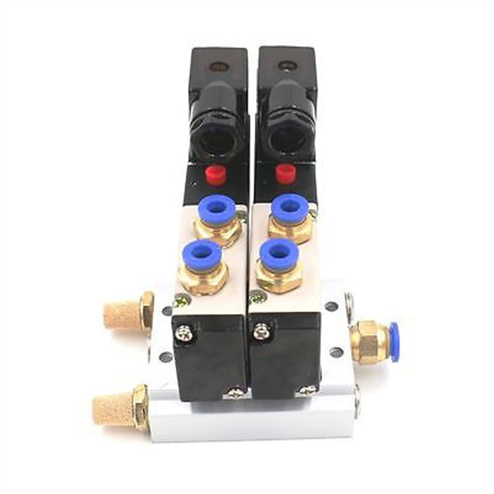 Pneumatyczny zawór elektromagnetyczny podwójny DC 12 V 24 4V210-08, tłumik 4 mm, 6, 8, 10, zestaw podstawowy do szybkiego montażu 110 220, 1 szt. (złącza 4mm, AC220V)