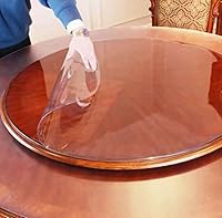 Vista 1 de Protector redondo de plástico transparente para mesa, cubierta circular para muebles, impermeable, PVC, resistente al agua, al calor, para mesa