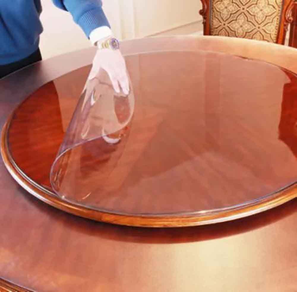 Mantel de plástico redondo impermeable – Protector de mesa de vinilo resistente al calor para mesas de comedor, duradero de 2 mm de grosor, fácil de limpiar y mantener, ideal para el hogar y eventos