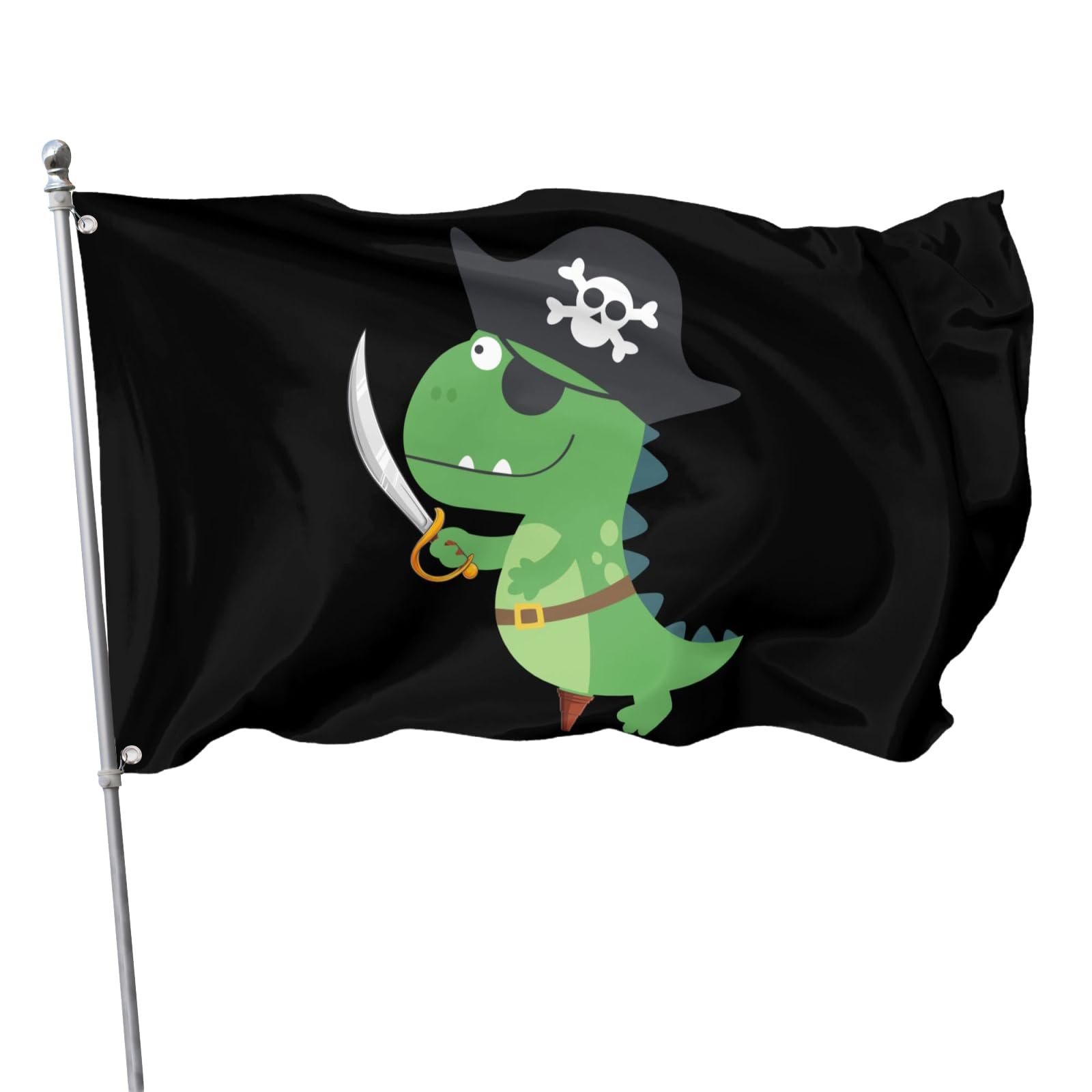 Drapeau de jardin dinosaure pirate résistant aux intempéries pour décoration extérieure