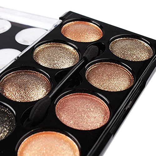 KeyZone 8 Colors Eyeshadow Palette Set Mirror On the Back Makeup Brush in 8#