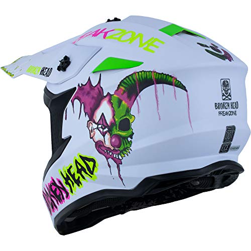 Foto von Broken Head FreakZone Motocross-Helm Schwarz-Grün-Pink matt – Cross-Helm – MX – Quad – Supermoto (L 59-60 cm)