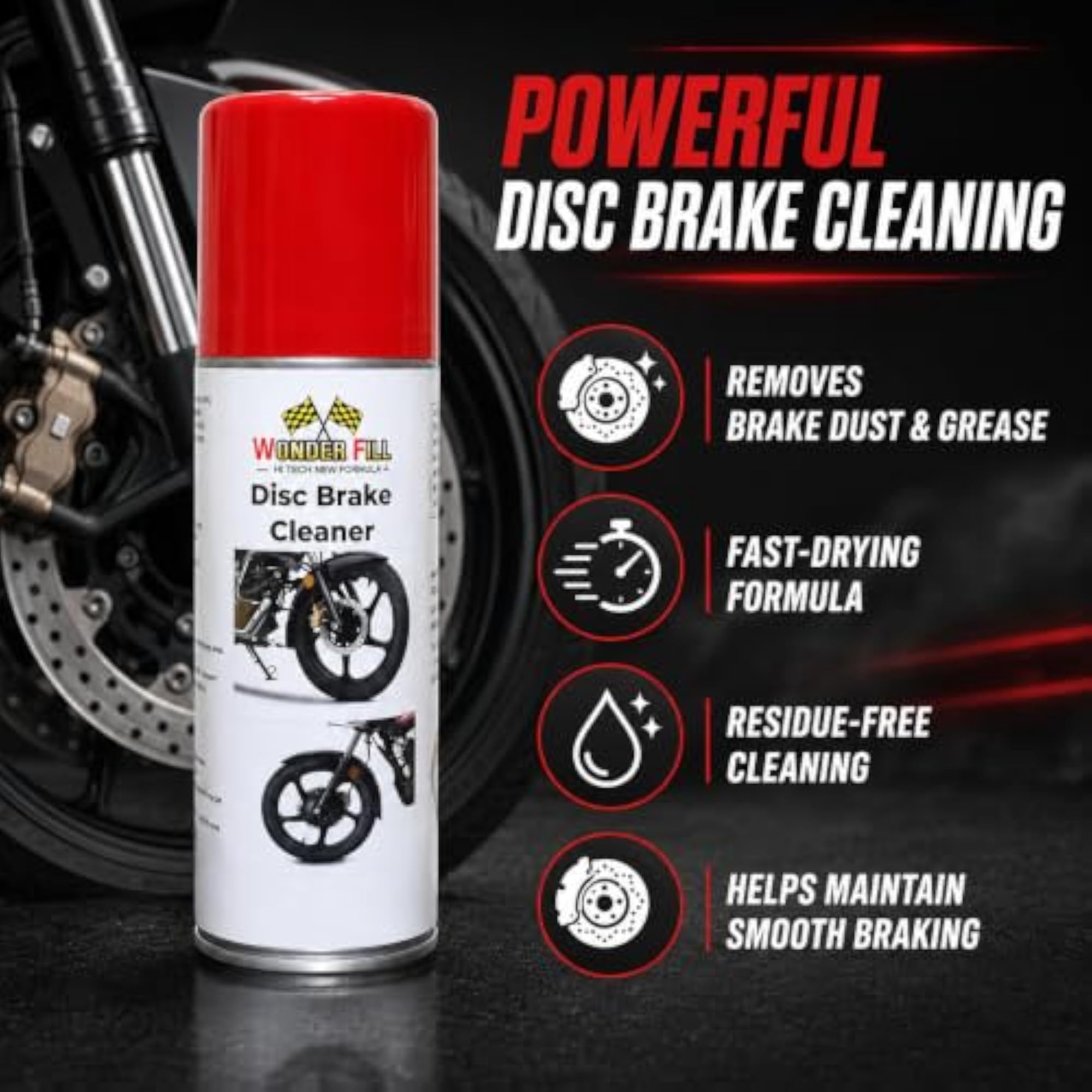 WONDERFILL Disc Brake Cleaner Spray for Cars and Bikes