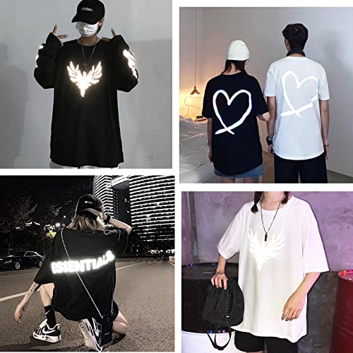 Image of Reflective Heat Transfer Vinyl Silver Reflective HTV Vinyl Rolls 12inch x 6feet Iron On Vinyl for Cricut T-Shirts DIY Design, Silhouette Cameo & Heat Press Machine