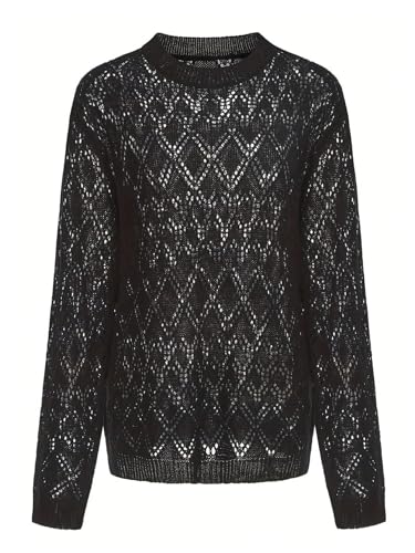 Floerns Men's Hollow Out Knitted Sweater Long Sleeve Undershirt Street Club Pullover Tops4