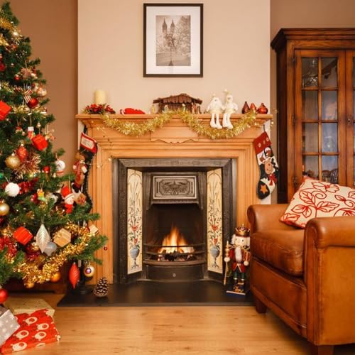 Ohiyoo 100 FT Gold Tinsel Garland Christmas Metallic Foil Tinsel Garland Decorations for Christmas Tree Parade Floats Halloween New Year Holiday Birthday Party Supply (3.54" x 100', Gold) by Ohiyoo - Used condition - Image 5