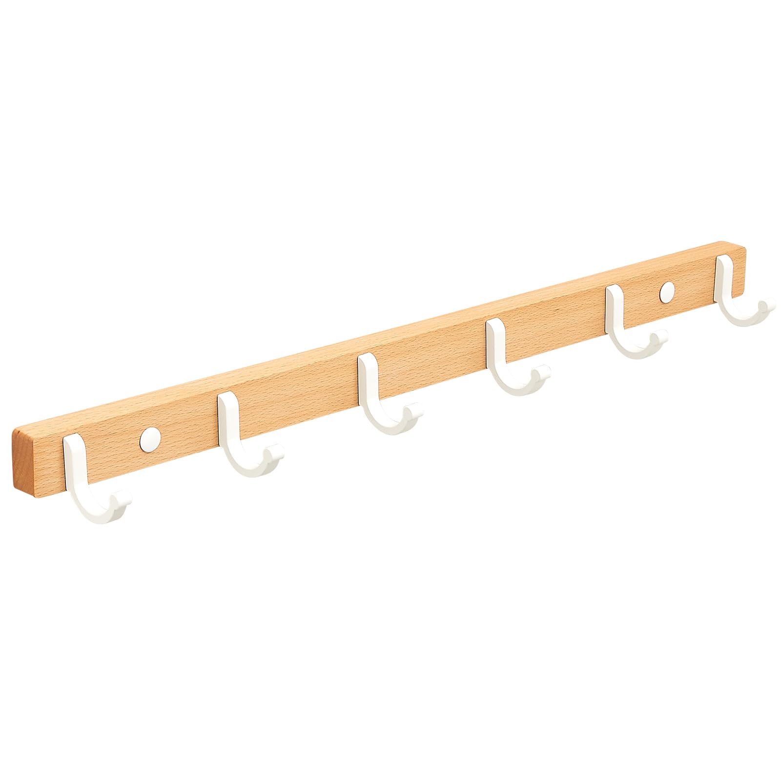 HaiFanWJ Wall Hangers, with Hooks, Metal Wood Hangers, Used as Decorative Hooks for Jackets, Bags, Towels, Hats (White, 6-Hook)