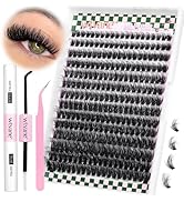 Fluffy Individual Eyelashes DIY Eyelash Extension Kit 120D Volume Lash Clusters 10-18MM Cluster L...