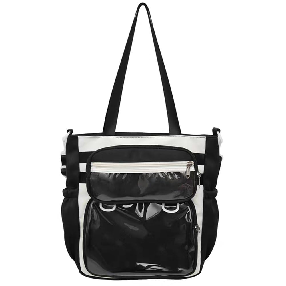 Hrippy Transparent Japanese Ita Bag, Large Capacity Shoulder Crossbody Bag for Anime Cosplay Pin Display and Daily Carry