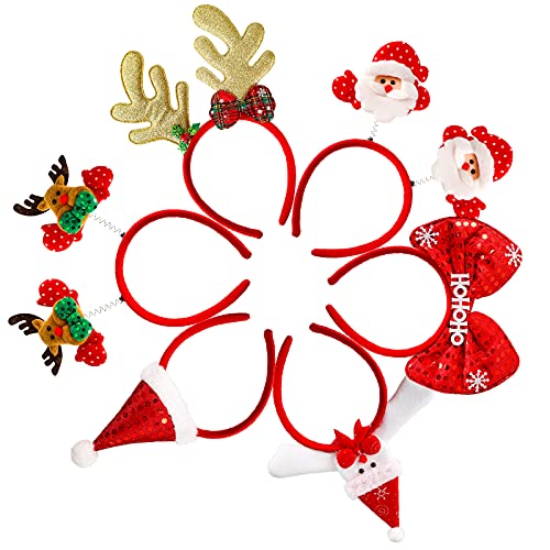 Mgparty 12 Pieces Christmas Headbands Christmas Parties Favors Decoration Supplies Xmas Gift Photo Booth Xmas Tree Snowman Reindeer Antlers Santa Hat #TOP2