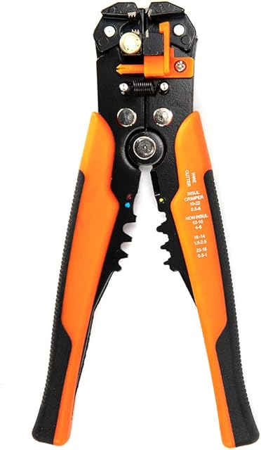 RZJZGZ Wire Stripper Multifunctional AWG 10-24 Wire Stripping Plier Automatic Strippers Cable Cutter and Terminal Ratchet Crimper Up to 24 AWG DIY Tool (Orange)