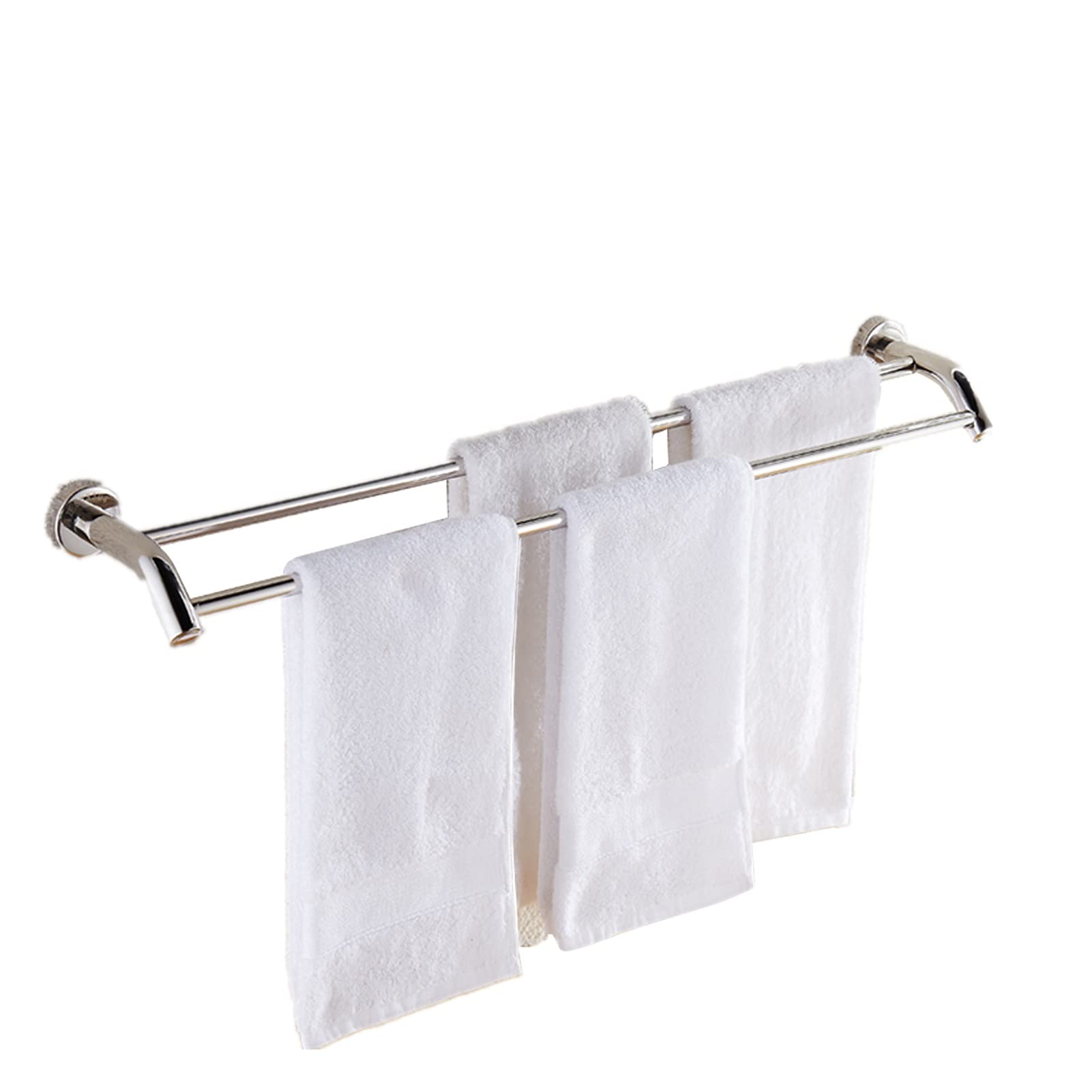 Porte-serviettes en acier inoxydable mural double barre 50cm pour une salle de bain rangée