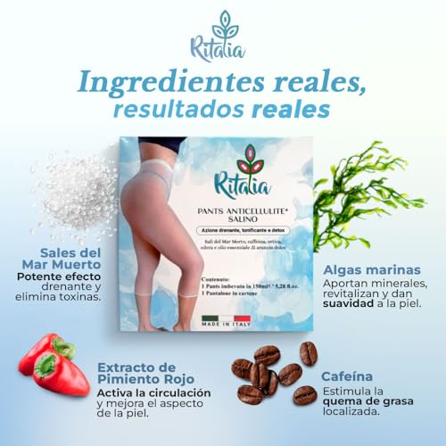 Vendas drenantes anticelulíticas Ritalia® con sal del Mar Muerto y principios activos 100 % VEGANOS – Tratamiento de vendaje anticelulítico reductor y reafirmante para piernas y glúteos - imagen 4