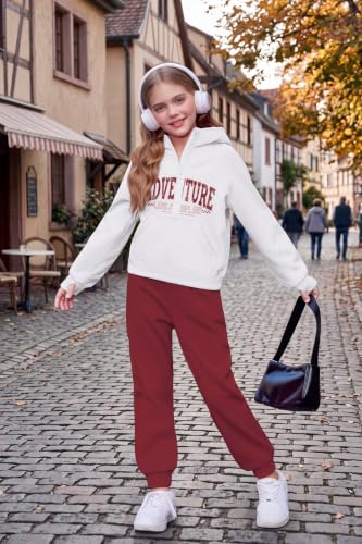 Image of Arshiner Girls 2 Piece Outfits Sweatsuit Half Zip Sweatshirt and Sweatpants