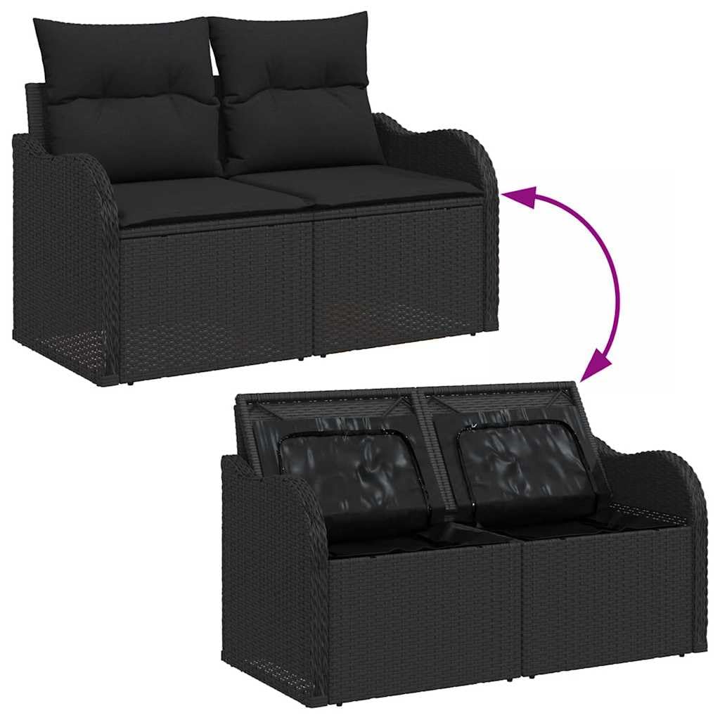vidaXL Divano da Giardino con Cuscino Nero 121 x 62 x 69cm polyrattan, Divano modulare Leggero per Giardino e terrazzo, Resistente ai Raggi UV, Perfetto per Esterni