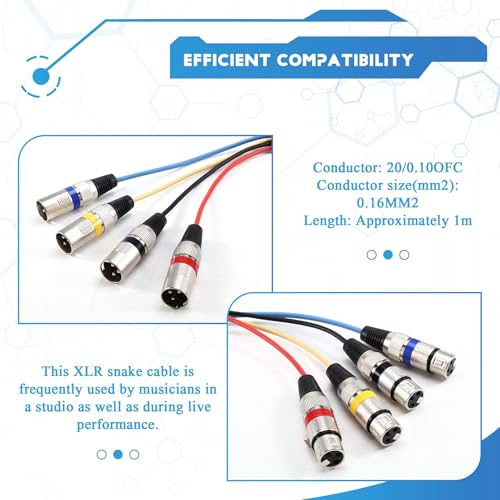 Cable de serpiente XLR macho a hembra de 4 canales patch amp para efectos de audio 3