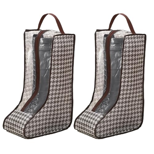 2 Pcs Stiefeltasche Reitstiefel Damen Schuhbeutel Reitstiefeltasche Reittasche Schuhtasche Stiefelspanner Reitstiefel Skisack Schuhsack Stiefel Aufbewahrung mit Griff Geeignet Familie（Hahnentritt）