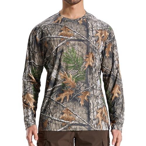 LOOGU Men’s Hunting Camo Shirt Lightweight, Camouflage Shirts for Men Long Sleeve Shirt for Fishing Hiking Camping