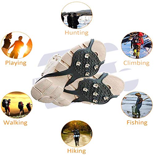 TOW Universal Non-Slip Gripper Spikes,Mountaineering & Ice Climbing Crampons， Ice & Snow Grips, Adult Kids Ice No Slip Snow Shoe Grips Cleats, Ice Grippers for Shoes and Boots - Thumbnail 6