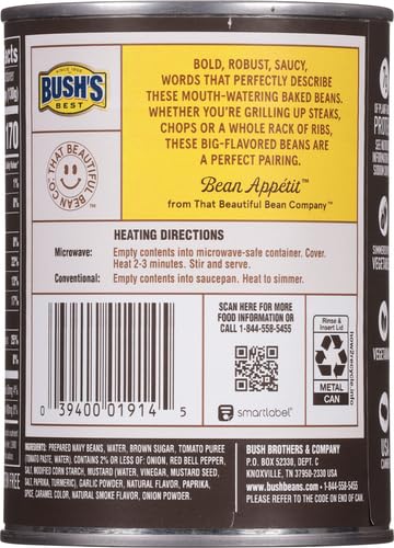 Miniatura 5 de Bush's Southern Pit Grillin' Frijoles enlatados para asar (paquete de 1), proteína a base de plantas, buena fuente de fibra, vegetariana, baja en
