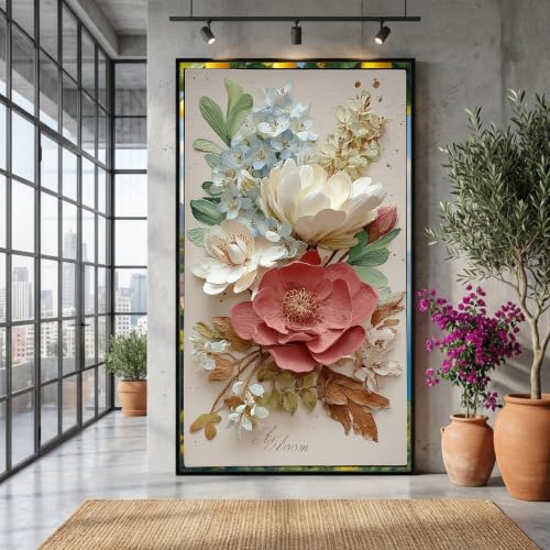 Impressions botaniques sur toile bouquet fleurs tableau nature vintage