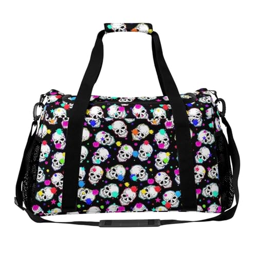 Skull Travel Duffle Bags Foldable Gym Bag Weekender Overnight Bags Carry On Beach Handbag