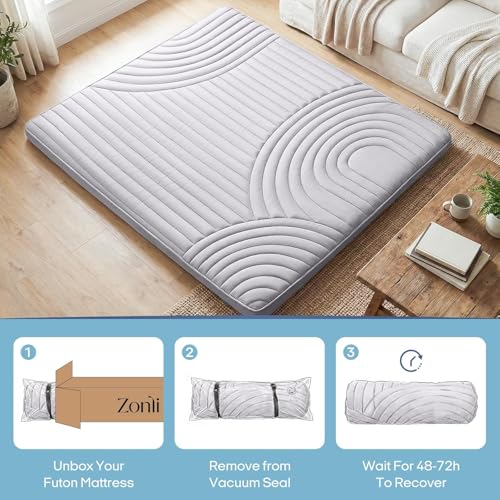 Image of ZonLi Japanese Floor Mattress Futon Mattress King Size 4 Inch Thick