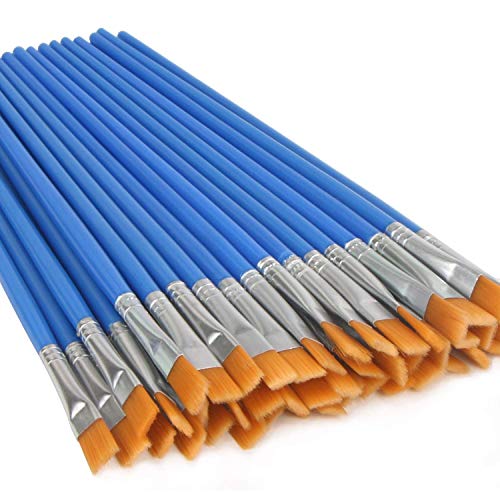 UPINS 60 Pcs Flat Paint Brushes,Small Brush Bulk for Detail Painting