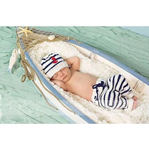 Highdas Niña y niño Recién Nacido 0-9 Meses lindo hecho a mano punto de ganchillo Sombreros animales ropa traje Fotografía Proposición equipo