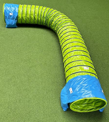 Callieway® Dog Agility Tunnel Profi Hunde Tunnel Agility Gerät (Stützsandsäcke bereits inklusive) (3m, limettengrün)