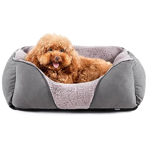 MIXJOY Washable Pet Beds for Dogs and Cats, Soft Orthopedic Puppy Bed With Anti-Slip Bottom, Calming Cuddler for Small Pets (20x19in, Grey) Cover