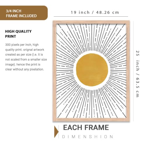 Image of kotart Home Decor Boho Painting Decorative Wall Art | Aesthetic poster With Frame For Living Room Bed Room Hotel Wall Decor Digital Reprint Set of 3 (19X25 inch)