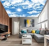 AFZEVEB-Ceiling Mural Blue Sky White Clouds Wallpaper for Living Room 114'x74'(Not Peel and Stick)