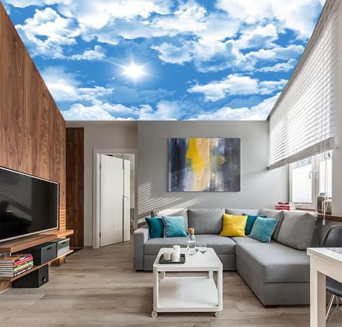AFZEVEB-Ceiling Mural Blue Sky White Clouds Wallpaper for Living Room 114