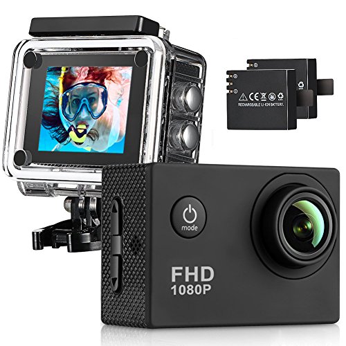 Action Camera Waterproof 30m Sport Camera Full HD 1080P 2.0 Inch LCD Display 120 Degree Wide Angle Lens Sport Recorder Car Camera with Outdoor Accessories
