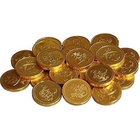 50 x Gold Foil Pirates Themed Milk Chocolate Money Coins Loot, Party Bag Fillers, Pinata prizes, Easter Egg Hunts Cover