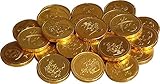 Monedas Piratas, Monedas De Oro De Chocolate. Ingredientes: azúcar, leche entera en polvo, masa de cacao, manteca de cacao, suero en polvo (leche), emulsionante: lecitina de soja, aromatizantes.