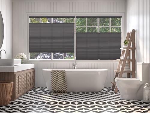 BlindsAvenue Cordless Top Down Bottom Up Cellular Honeycomb Shade, 9/16" Single Cell, Light Filtering, Anthracite, Size: 46" W x 48" H