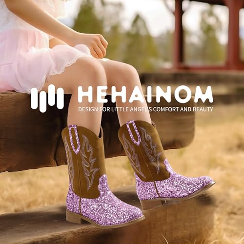 Hehainom Girls Cowgirl Boots for Toddler Cowgirl Booties Little Big Kids Western Mid Calf Riding Shoes Boys Cowboy Boots2