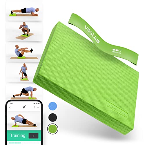 Vesta+ Balance Pad Grün M + Fitnessband + Fitness APP, Testsieger bei Balance Pads als Stabilisationstrainer & Balance Kissen, Balance Board M Pad als Balance-Pad, Balancepad Physio, Balancekisse