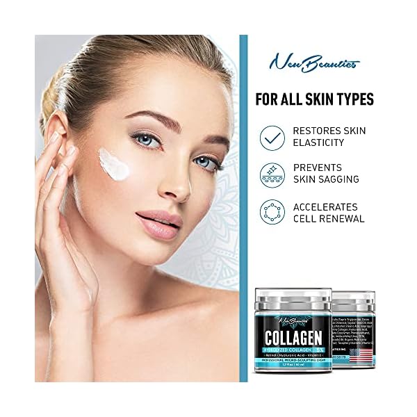 Collagen Cream For Face - Anti Aging Face Night Cream For Women - Made In USA - Anti Wrinkle Face Cream With Collagen - Retinol Cream With Hyaluronic Acid - Firming & Hydrating Effect - Facial Night Cream - 1.7Oz