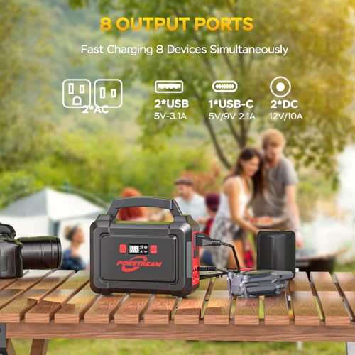 POWSTREAM Solar Powered Generator 167Wh Portable Power Station with Solar Panel 30W Included, 100W Power Bank with AC Outlet QC3.0 for Camping Boat Trip Hunting Outdoor Adventures Emergency Backup - Image 5
